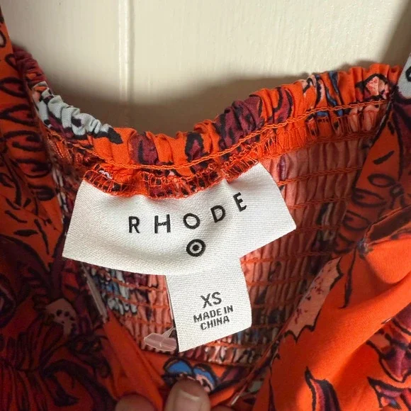 Rhode for Target XS Orange Floral Print‎ Sleeveless Tiered Maxi Dress Casual - Picture 3 of 8